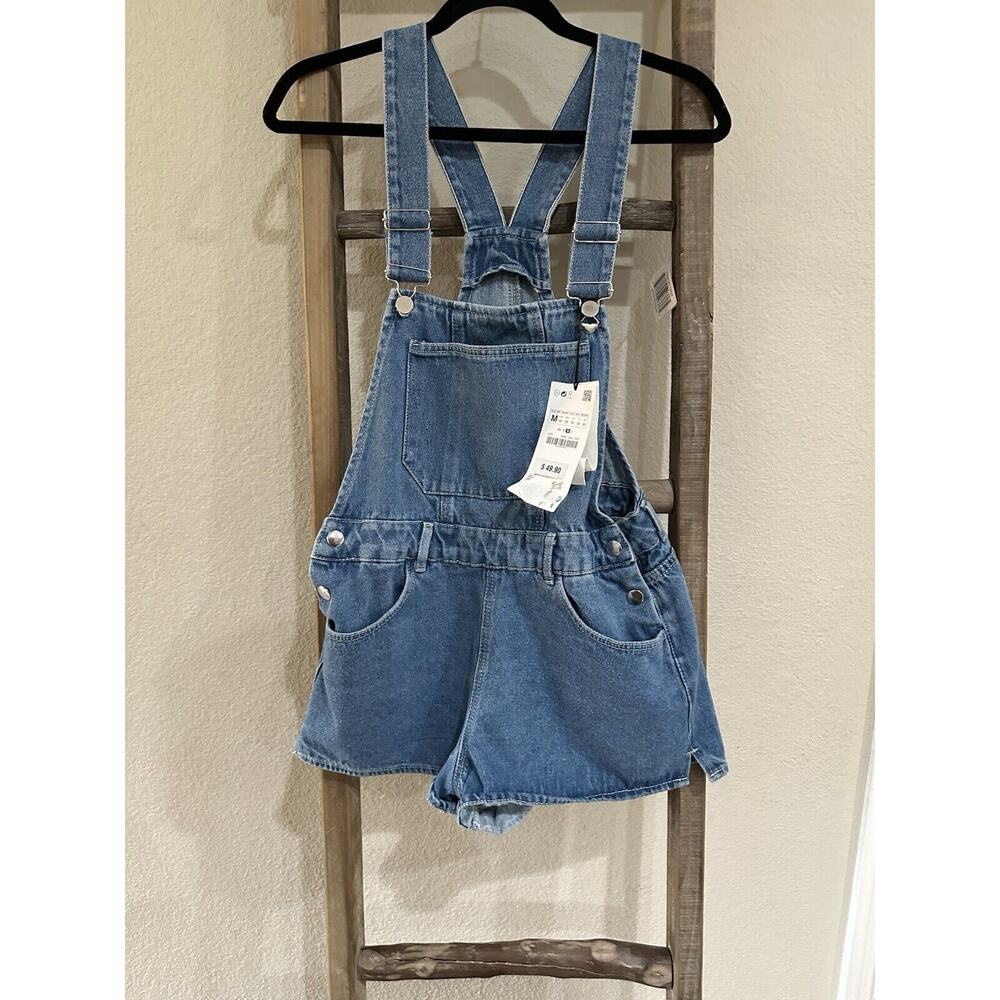 Zara Women’s Denim Short Overall Medium Blue
